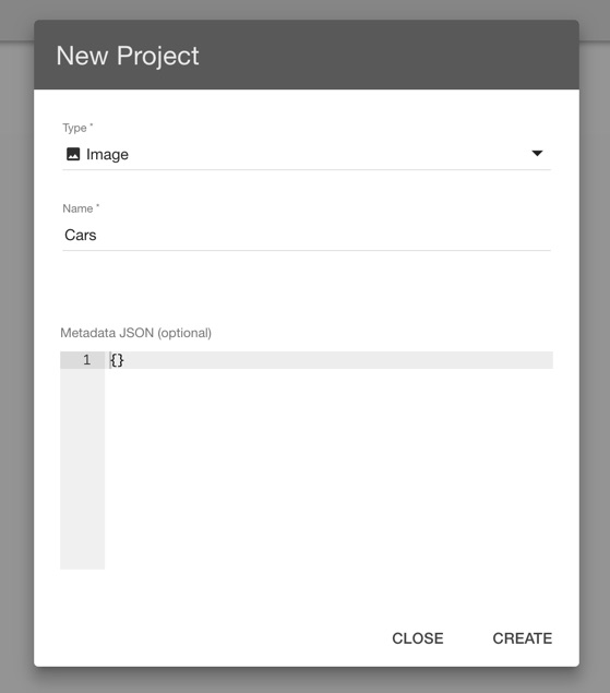 Add project dialog