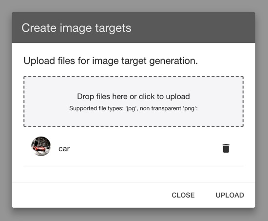 Add image targets dialog